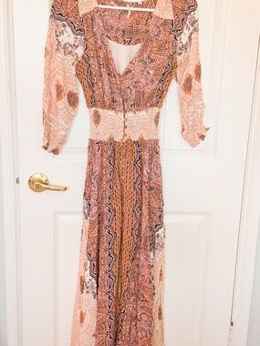 Free People Peach Paisley Maxi Dress